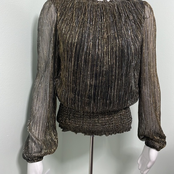 COPY - NWT Joie High Neck Smocked Metallic Sparkle Top - Picture 3 of 7
